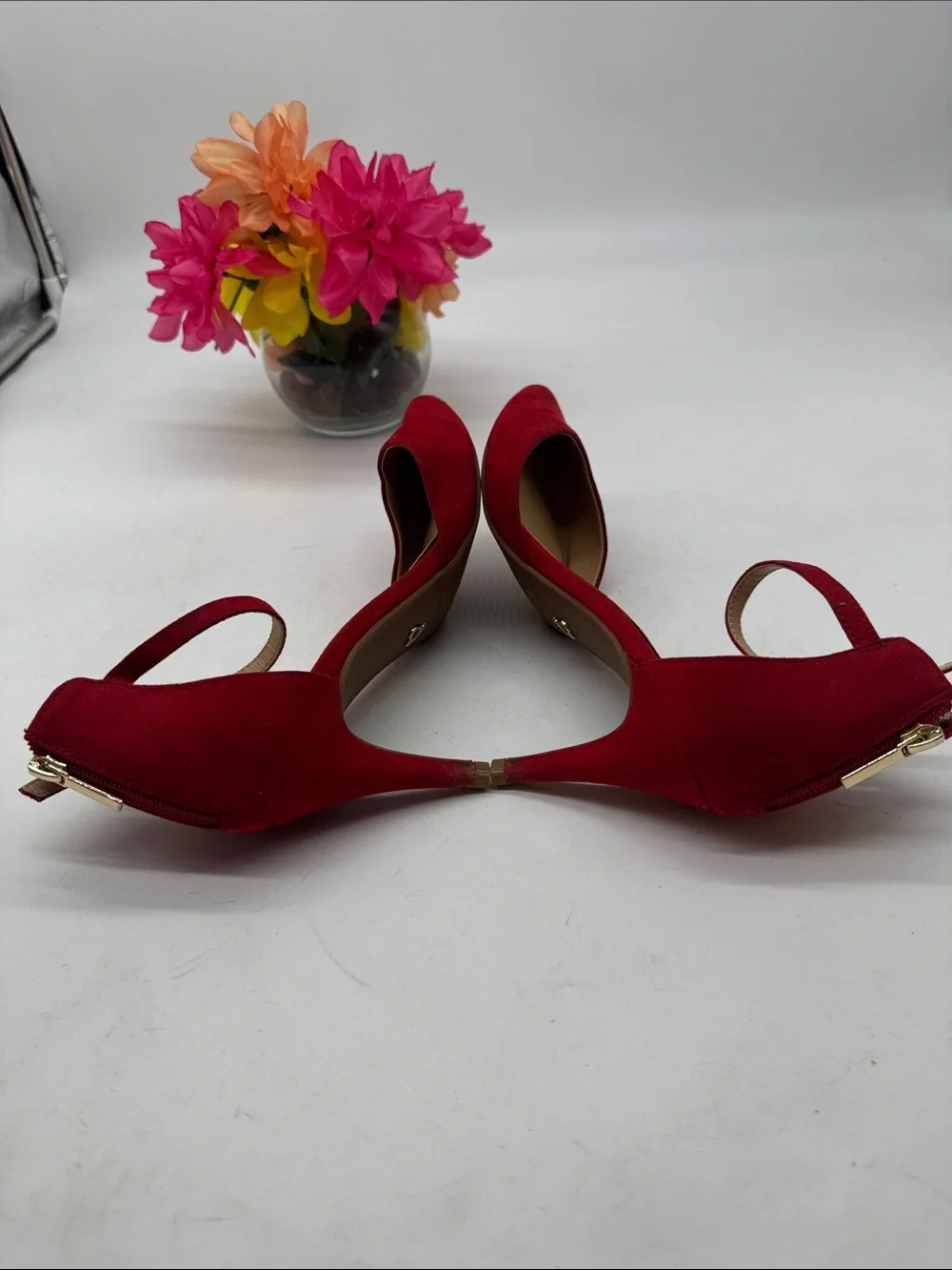 Thalia Sodi Red Pointed Toe Ankle Strap Heels Size 9